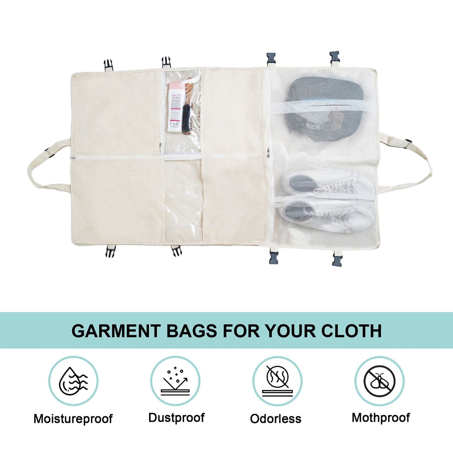42" x 24" x 4" Premium garment bags: Protect your clothes in style.