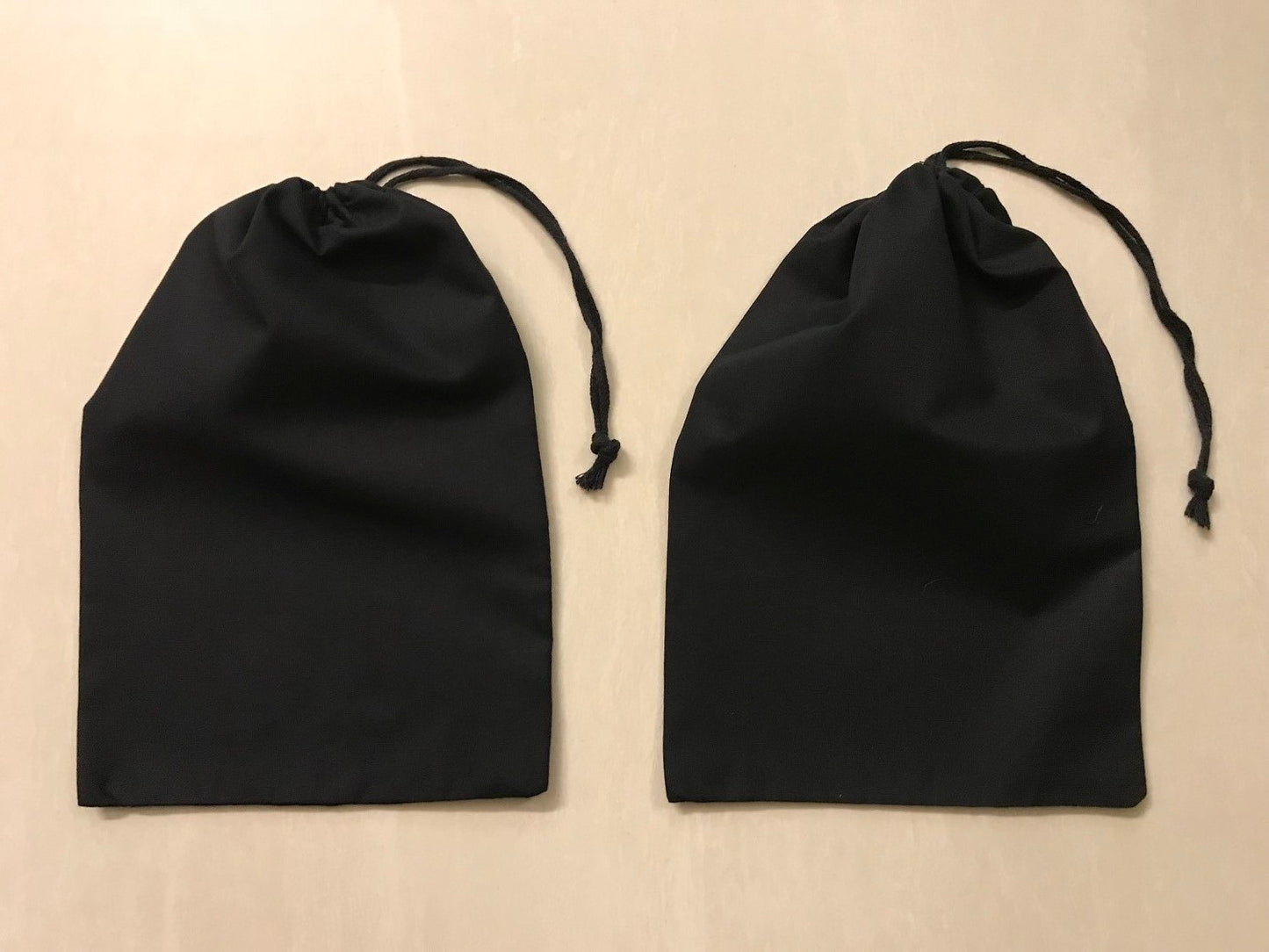 12x16 Inches Reusable Eco-Friendly Cotton Double Drawstring Bags Black Color