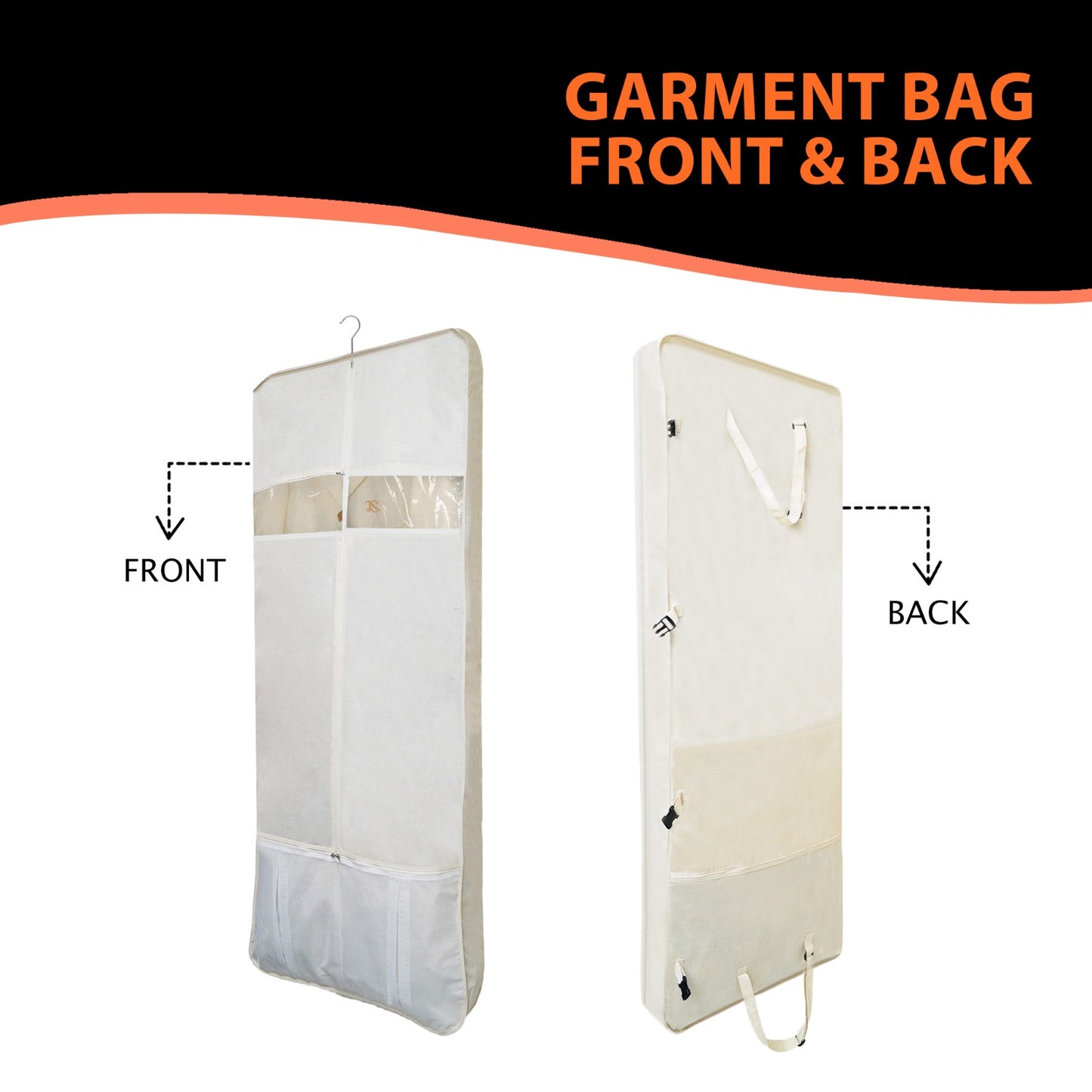 42" x 24" x 4" Premium garment bags: Protect your clothes in style.