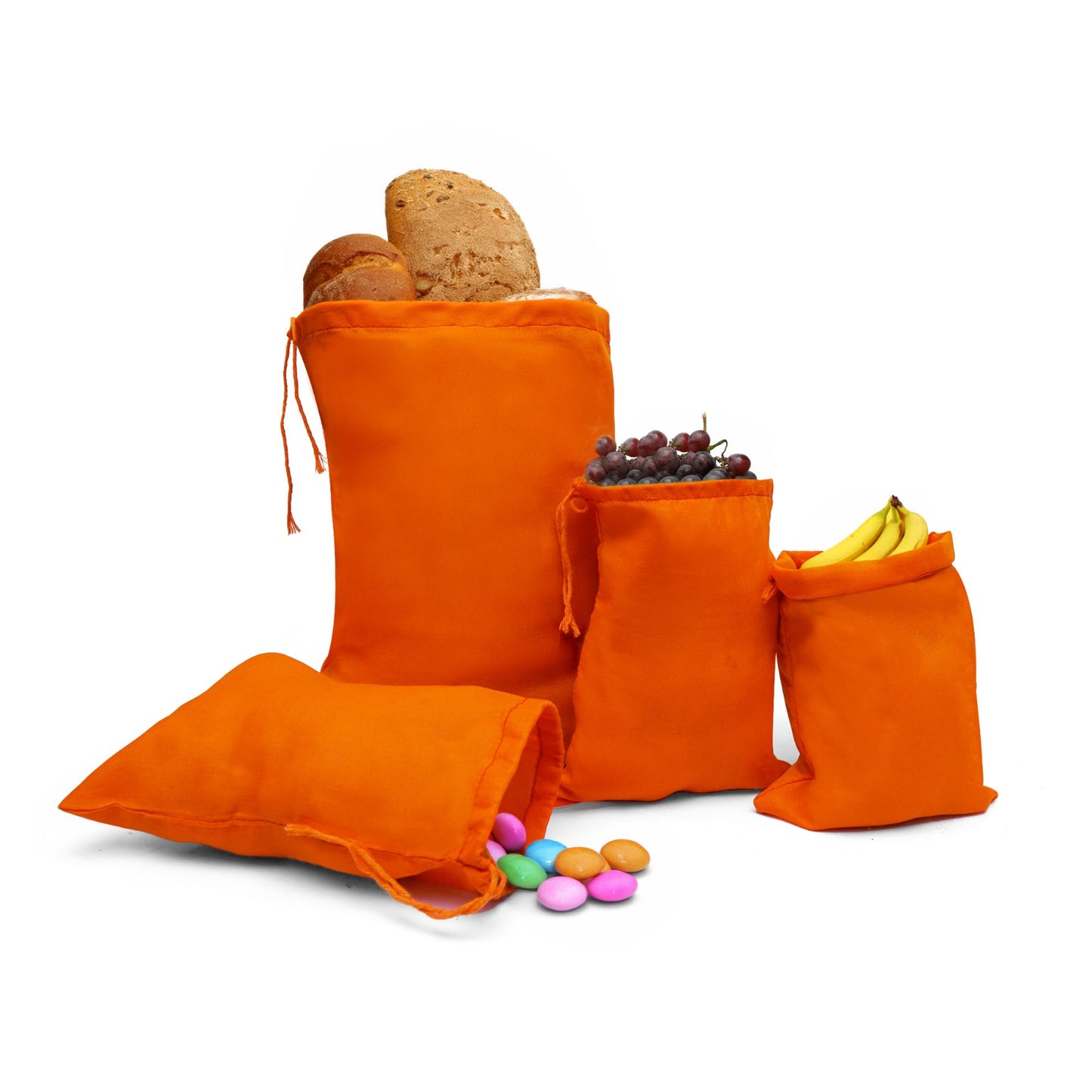 5x7 Inches Reusable Eco-Friendly Cotton Single Drawstring Bags Orange Color