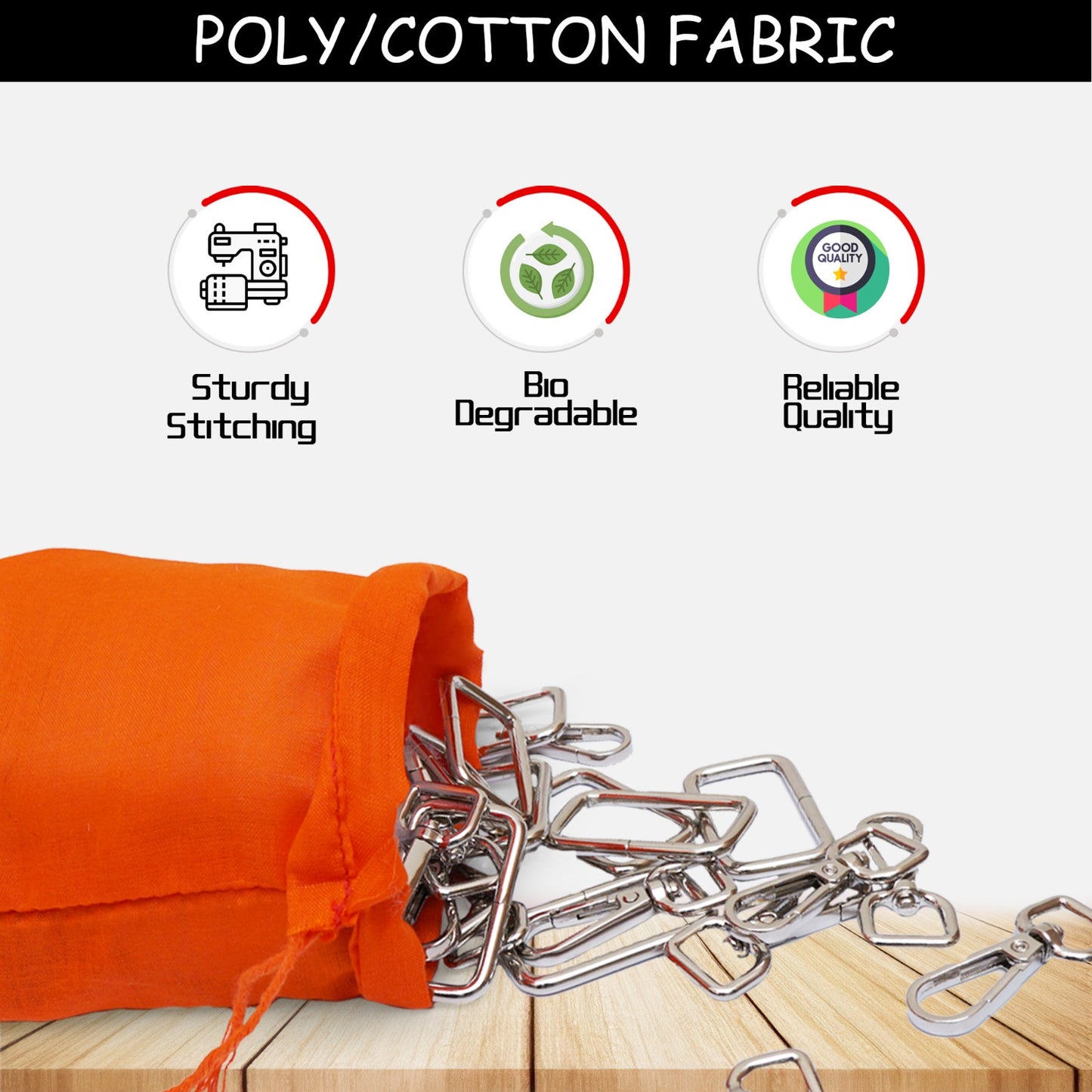 5x7 Inches Reusable Eco-Friendly Cotton Single Drawstring Bags Orange Color
