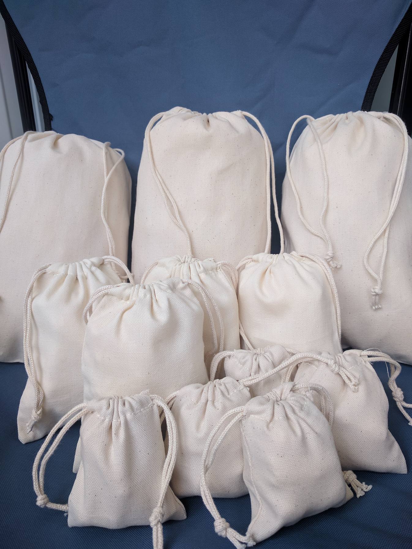 2x3 Inches Reusable Eco-Friendly Double Drawstring Cotton CANVAS Bags Natural Color