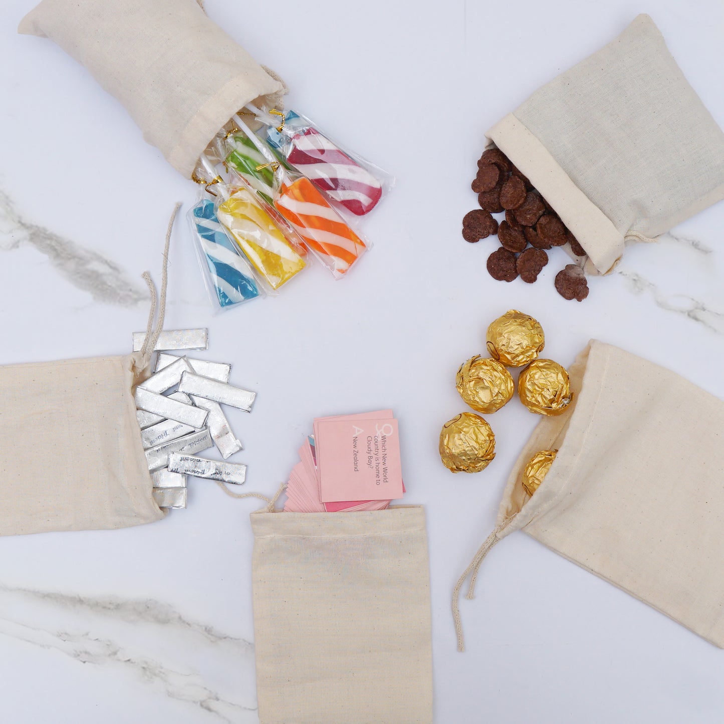 2x3 Inches Reusable Eco-Friendly Cotton Single Drawstring Bags Natural Color