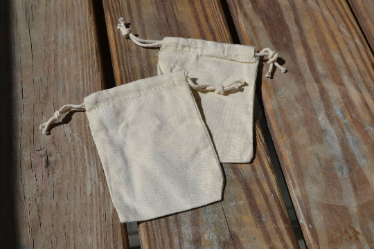 3x5 Inches Reusable Eco-Friendly Double Drawstring Cotton CANVAS Bags Natural Color