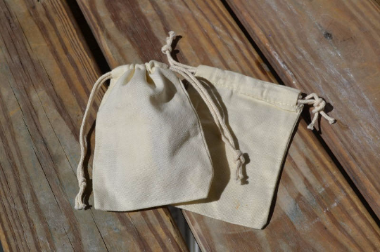 3x5 Inches Reusable Eco-Friendly Double Drawstring Cotton CANVAS Bags Natural Color