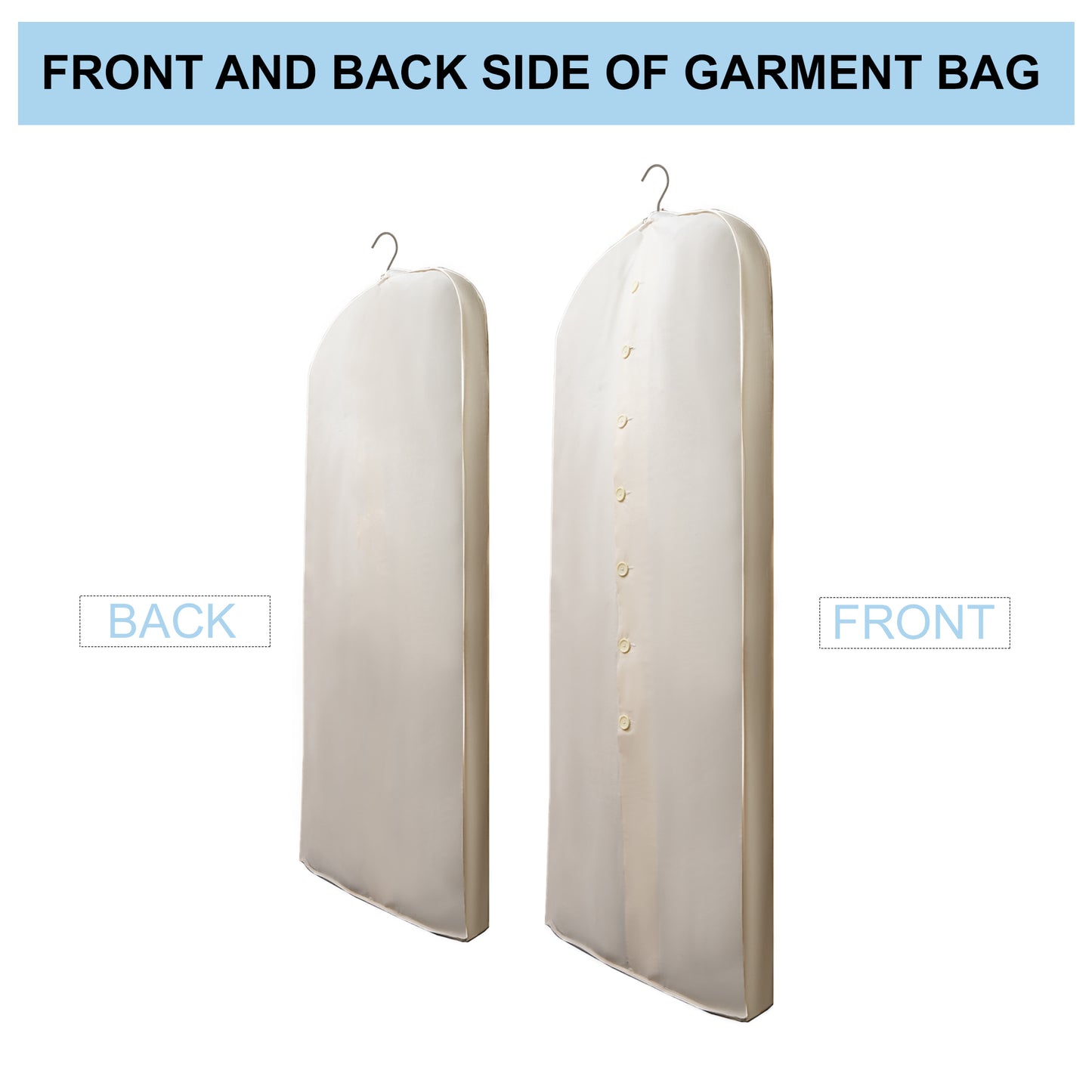 62" x 24" x 4" Premium garment bags: Protect your clothes in style.