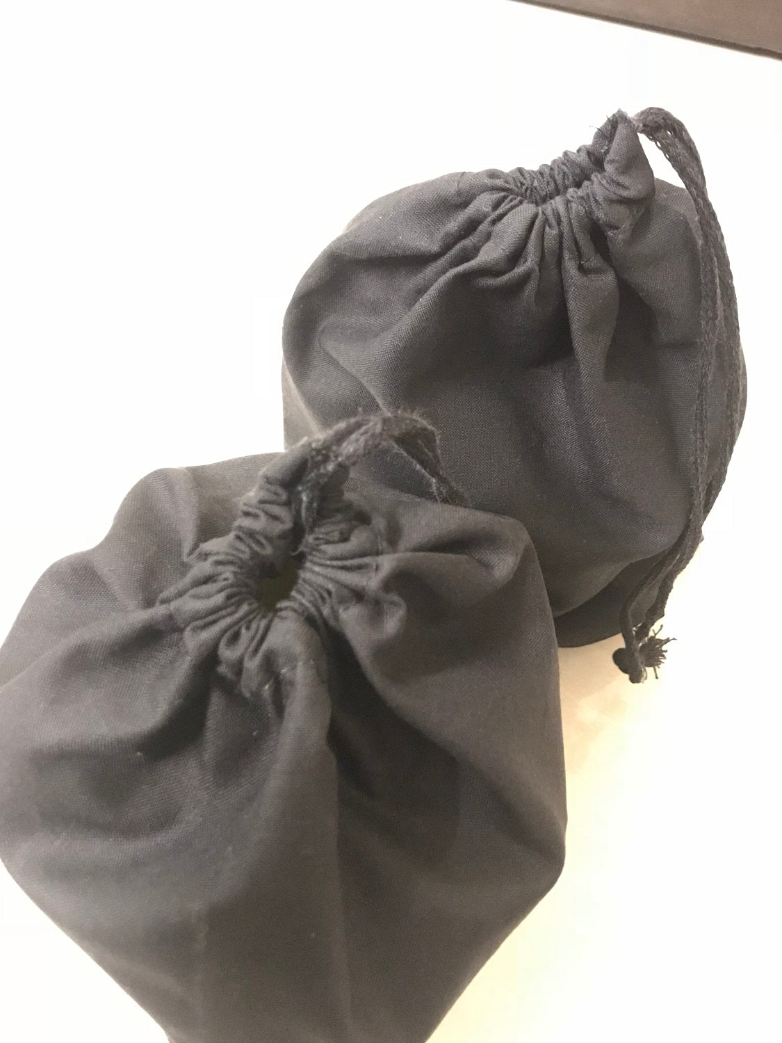 8x12 Inches Reusable Eco-Friendly Cotton Single Drawstring Bags Black Color
