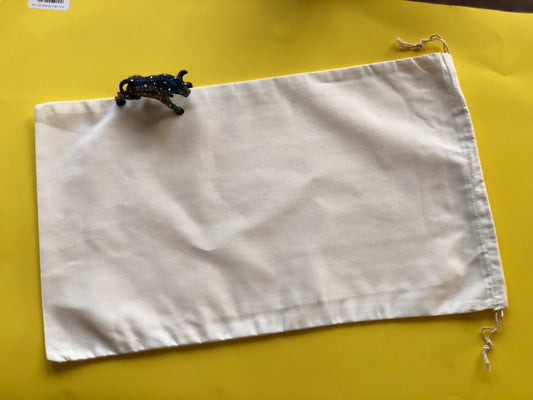 16x20 Inches Reusable Eco-Friendly Cotton Double Drawstring Bags Natural Color