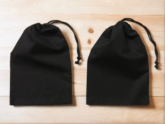 12x16 Inches Reusable Eco-Friendly Cotton Single Drawstring Bags Black Color