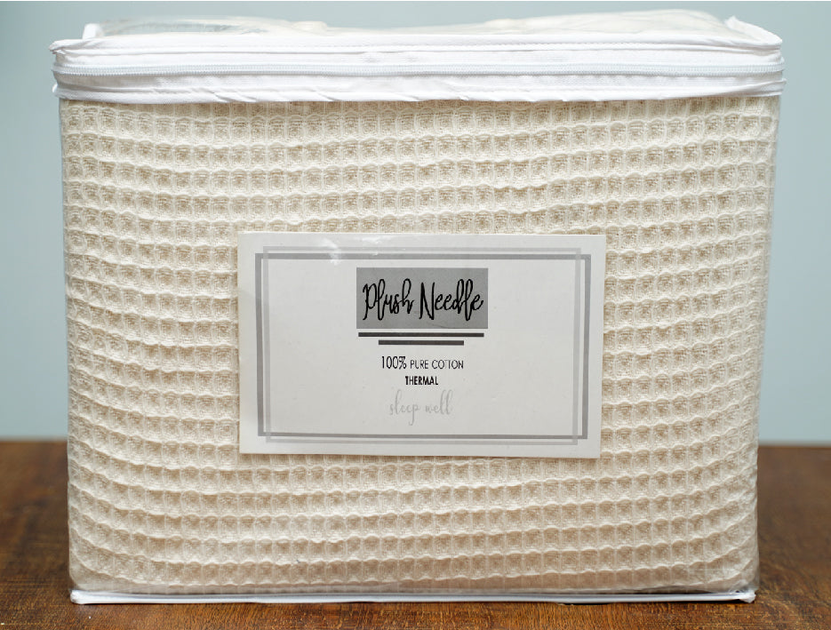 Cotton Thermal Blanket Waffle weave 3D design