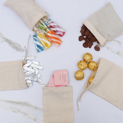 3x5 Inches Reusable Eco-Friendly Cotton Single Drawstring Bags Natural Color