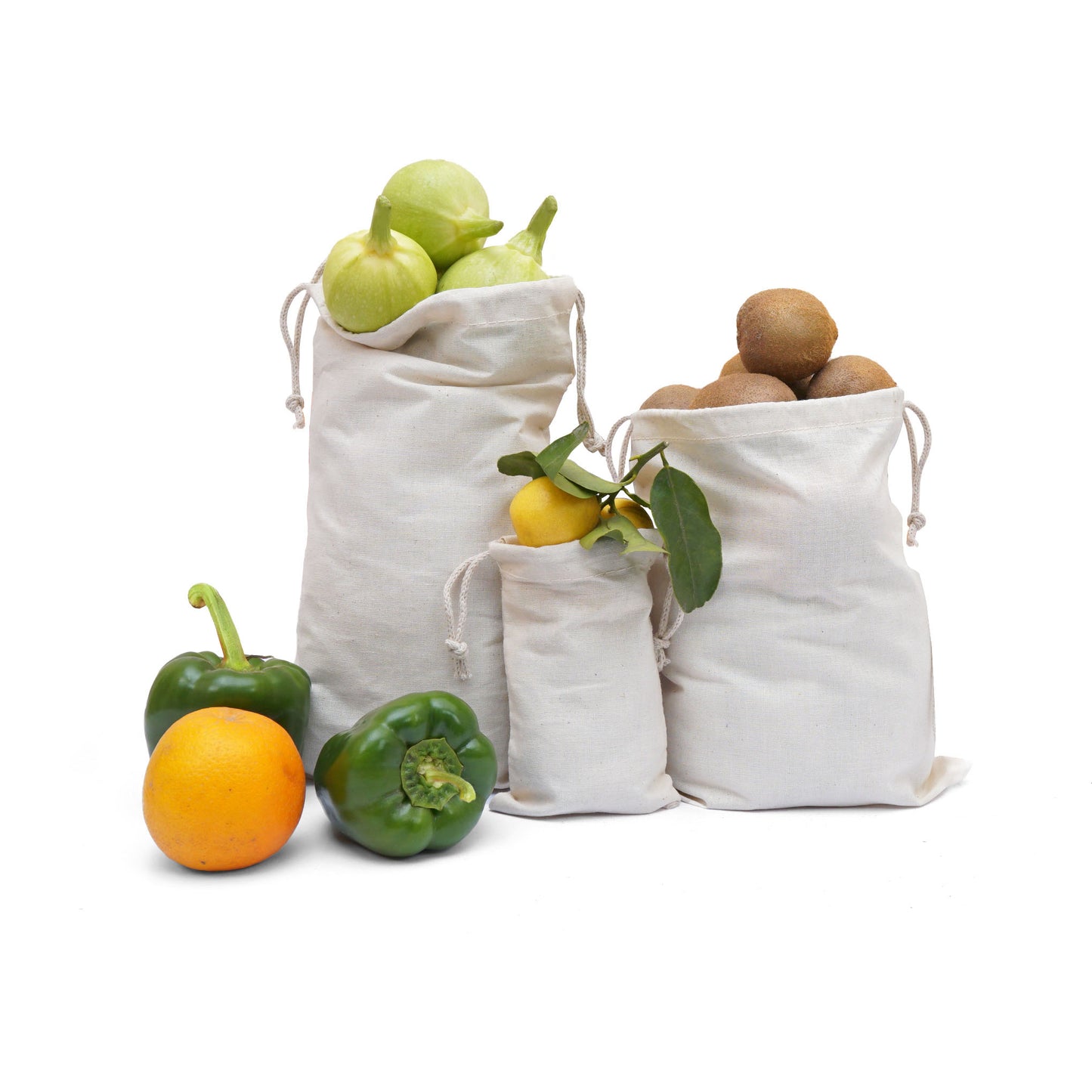 2x3 Inches Reusable Eco-Friendly Cotton Double Drawstring Bags Natural Color