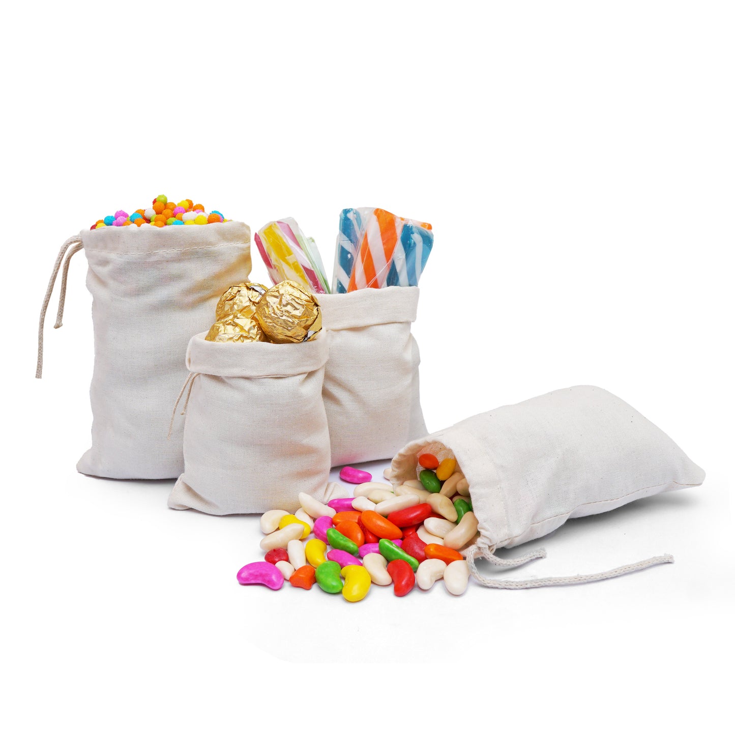 8x12 Inches Reusable Eco-Friendly Cotton Single Drawstring Bags Natural Color