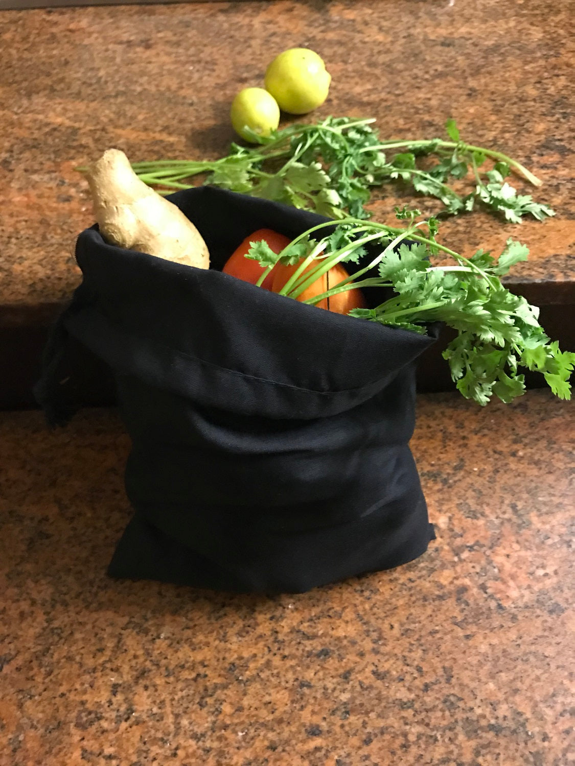 3x4 Inches Reusable Eco-Friendly Cotton Single Drawstring Bags Black Color