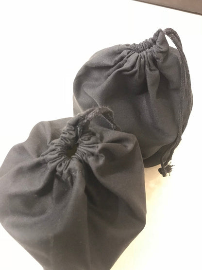 8x10 Inches Reusable Eco-Friendly Cotton Single Drawstring Bags Black Color