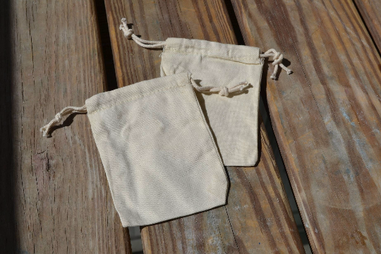 5x7 Inches Reusable Eco-Friendly Double Drawstring Cotton CANVAS Bags Natural Color