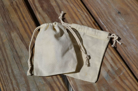 6x8 Inches Reusable Eco-Friendly Double Drawstring Cotton CANVAS Bags Natural Color