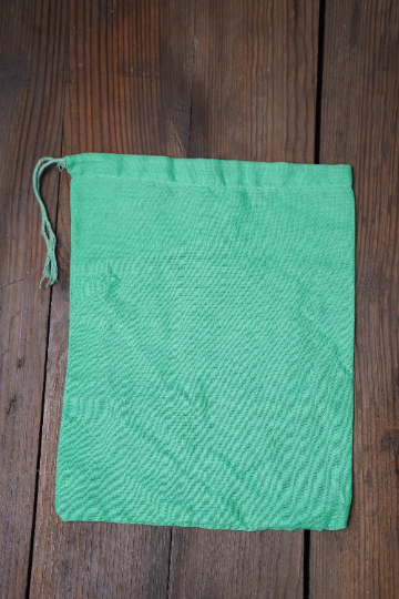 12x16 Inches Reusable Eco-Friendly Cotton Single Drawstring Bags Green Color