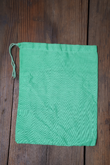 6x8 Inches Reusable Eco-Friendly Cotton Single Drawstring Bags Green Color