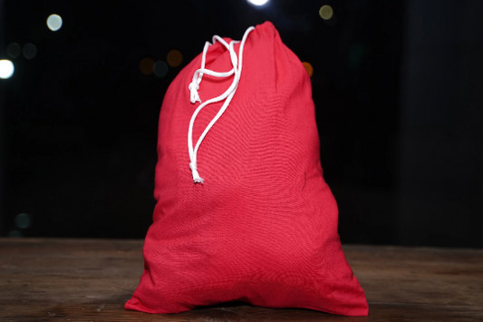 5x7 Inches Reusable Eco-Friendly Cotton Double Drawstring Bags Red Color