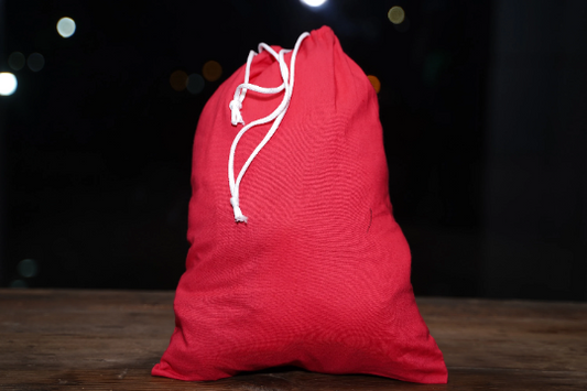 8x10 Inches Reusable Eco-Friendly Cotton Double Drawstring Bags Red Color