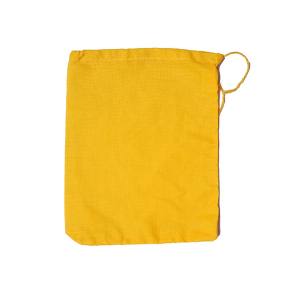 2x3 Inches Reusable Eco-Friendly Cotton Single Drawstring Bags Yellow Color