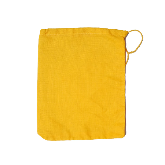 3x4 Inches Reusable Eco-Friendly Cotton Single Drawstring Bags Yellow Color