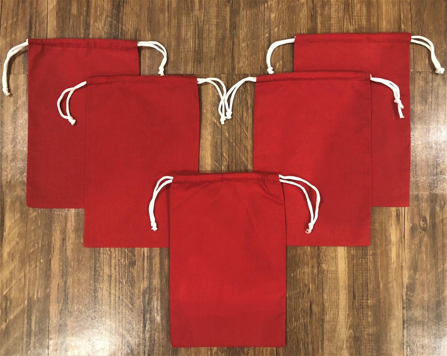 10x12 Inches Reusable Eco-Friendly Cotton Double Drawstring Bags Red Color