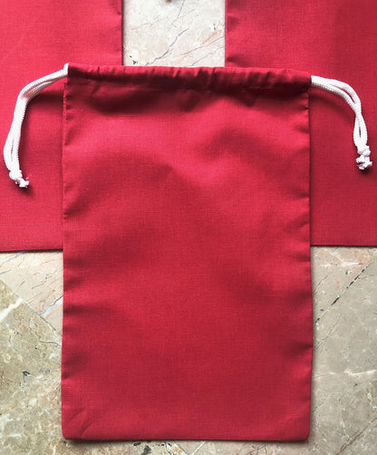 6x8 Inches Reusable Eco-Friendly Cotton Double Drawstring Bags Red Color