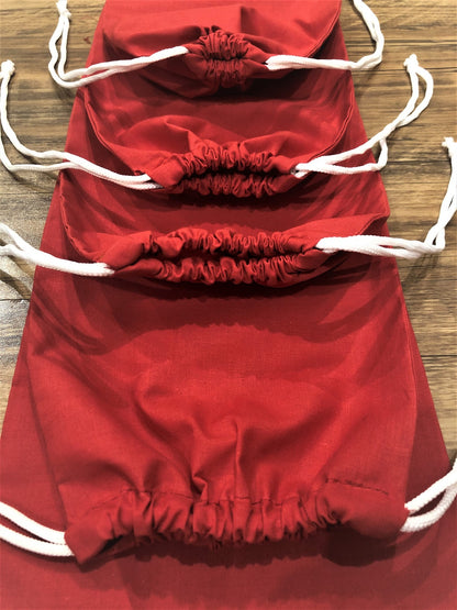 3x4 Inches Reusable Eco-Friendly Cotton Double Drawstring Bags Red Color